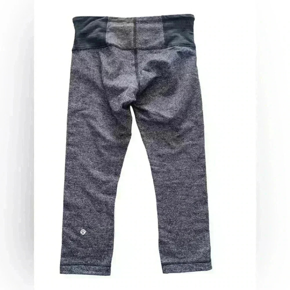 Lululemon Wunder Under Crop III Heathered Herringbone Heathered Black Black / Fa - Picture 1 of 8